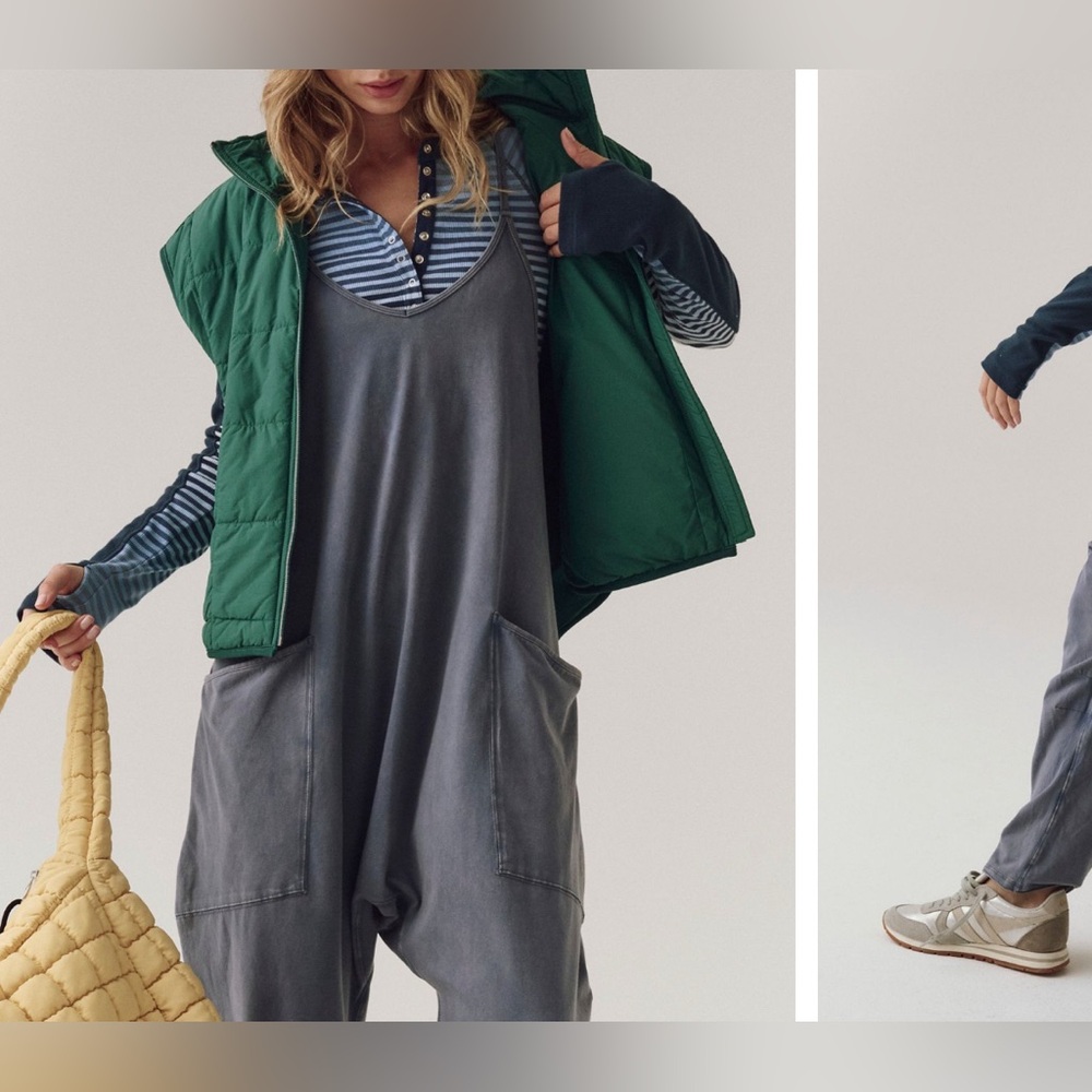 NWT Free People FP Movement Hot Shot Onesie - blue indigo navy blue grey - m - Picture 4 of 8